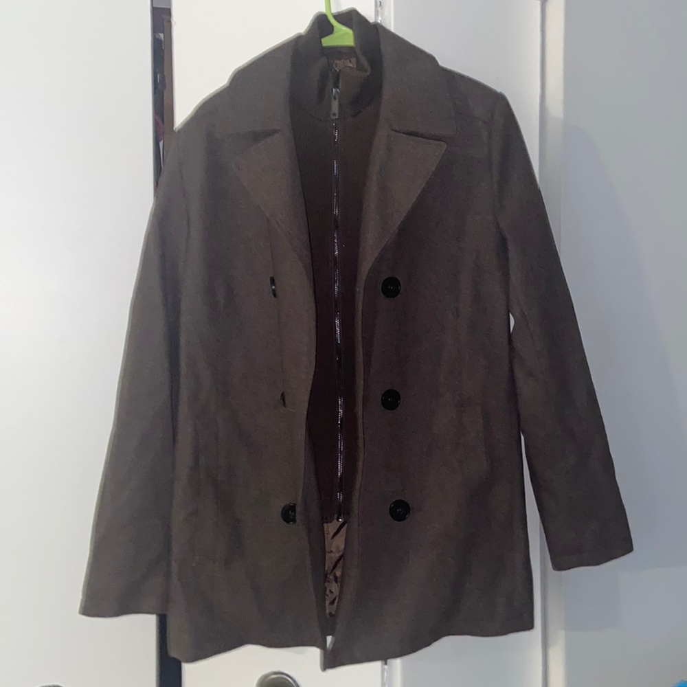 Men's Double Breasted Wool Blend Peacoat Size Small